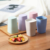 巧居巧具小麦秸秆水杯塑料杯儿童喝水杯小学生防摔杯子漱口杯牛奶杯咖啡杯 方杯五个装【混色】