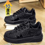 库彬冬季男士增高鞋10cm韩版运动鞋内增高男鞋高帮板鞋男内增高休闲鞋 黑色10cm 41 标准码数