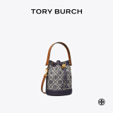 Tory Burch 汤丽柏琦【礼物】 T MONOGRAM 迷你提花斜挎水桶包TB 80534 海军蓝 405