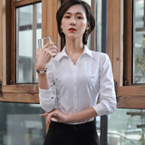 特洛曼白色衬衫女长袖职业装正装商务工装工作服女装上衣女士衬衣
