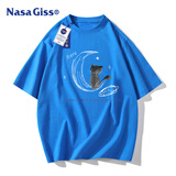 NASA GISS官方潮牌联名纯棉短袖男夏t恤潮流大码宽松半袖 克莱因蓝 L 