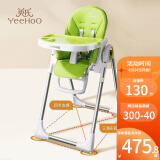 英氏（YEEHOO）宝宝餐椅多功能可折叠便携式婴儿移动式家用吃饭椅子儿童餐椅 绿色标准版【可升降折叠】