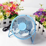 登谷 usb桌面风扇 插电小风扇学生宿舍 铁艺办公桌迷你电风扇批发 4寸蓝色【新款无脚垫】