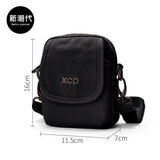 新潮代斜挎包男迷你小包帆布大容量男士单肩包手机包休闲运动腰包 1430蓝黑色【可放7英寸手机】