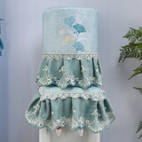 正诺（zhengnuo） 正诺 饮水机罩 蕾丝田园布艺饮水器罩子 简约现代饮水机套防尘罩 银杏叶青