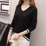 凡摩乔斤大码女装秋冬针织衫胖妹妹宽松遮肉显瘦毛衣针织打底衫 黑色 2XL 建议135~165斤