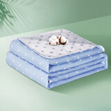 富安娜家纺 空调被夏被纯棉可水洗夏凉被单人双人空调被子 纯棉面料-玻璃球蓝（抗菌款） 1.8m床适用(230*229cm)