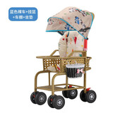 恩曜藤椅婴儿推车可坐可躺仿藤车宝宝夏天夏季超轻便竹藤婴儿童小推车 升级蓝【可坐躺可站立】