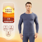 猫人羊毛蚕丝保暖内衣男士套装磨绒厚款德发热青年冬防寒秋衣秋裤 藏青【天然羊毛+蚕丝润肤】 L 【建议重100-120斤】