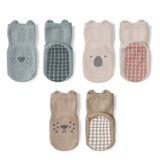 塔曼猫【3双装】宝宝地板袜春秋冬婴儿棉袜儿童秋季夏天薄款男女学步防滑船袜 蓝色+卡其+咖色(3双装) M 1-3岁(建议脚长12-14cm)