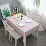 雨毅桌布防水防油桌垫防烫餐桌布野餐垫茶几餐桌布 137*180 粉色格子