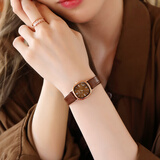 聚利时（Julius）女表方形小方糖小巧手表女2025新款小表盘女士学生防水石英表 【栗棕】小方糖