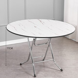 赛森 折叠圆桌餐桌家用简易可折叠6人小户型8人简易圆形老式吃饭桌子 白石纹黑包边【直径120厘米】 0cm 不锈钢架