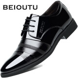 北欧图（BEIOUTU）商务正装皮鞋男士亮皮时尚舒适耐磨软面鞋子男 6708 黑色 42 