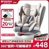 Heekin德国 儿童安全座椅汽车用0-4-12岁婴儿宝宝360度旋转ISOFIX硬接口 时尚灰(ISOFIX+360度旋转)