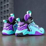 李宁热断码科比男童鞋2026新款春季儿童篮球鞋学生旋转防滑中大童运动鞋 冰蓝 38