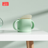 康巴豆 宝宝学饮杯儿童带盖敞口喝水杯婴儿饮水杯直饮鸭嘴啜饮杯嘬口杯 绿色