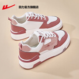 回力官方女鞋子女秋季小白鞋女皮面防水运动鞋女百搭板鞋女增高休闲鞋 草莓熊粉-【潮流百搭】 38