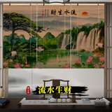 笋梦栈 免打孔印花竹帘卷帘窗帘门帘隔断屏风挂画 新中式装饰画禅意复古遮光装饰卷拉式升降茶室窗帘 流水生财