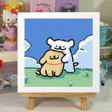 右客ins线条小狗钻石画diy手工粘贴卡通可爱儿童益智生日礼物摆件装饰 抱抱小狗G29 17*17白框+工具+钻包