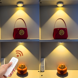 大九卫 led充电射灯 无线遥控感应灯 展示柜格子柜子灯酒柜灯磁吸免接线 一拖四（1个遥控器+4个三色灯）