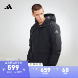 adidas休闲570蓬户外保暖连帽鸭绒羽绒服男装阿迪达斯官方轻运动 黑色 S