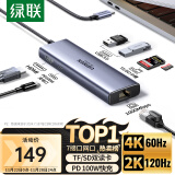 绿联（UGREEN）Type-C扩展坞USB-C雷电4拓展坞HDMI转换器4K60Hz网线hub分线器读卡适用华为苹果MacBook/Mac mini