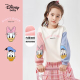 迪士尼（DISNEY）儿童女童卫衣加绒长袖不倒绒棉质宝宝上衣24冬DB131AA51米白110