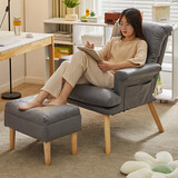 爱必居 实木电脑椅家用电竞椅可躺办公靠背椅子懒人沙发椅 浅灰色+脚踏