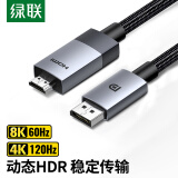 绿联 DP1.4转HDMI2.1转接线 8K高清DisplayPort转HDMI连接线 适用显卡电脑接电视显示器视频线1.5米