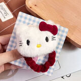 玖维娅可爱毛绒猫发夹甜美酒红少女心BB夹卡通百搭ins刘海夹新年发卡 JYFQ158安可拉红猫咪发圈