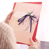 艾晴手贺立体花束贺卡教师节送老师礼物女高级感谢情人书信手写母亲A4生日 A4大尺寸粉红色 封面留空自己写