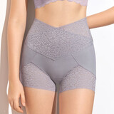 曼妮芬（Maniform）【美型裤】曼妮芬高腰蕾丝轻收腹提臀防走光内裤女塑身薄棉底裤 032 灰色 1条 M (95) 165