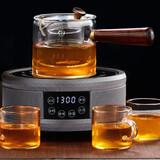 borun HOME加厚耐高温玻璃煮茶壶黑茶小青柑泡茶养生花茶电陶炉煮茶器套装 01款茶壶+黑檀色触屏茶炉 500ml