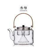 叁旬（sanxun） 耐高温煮茶壶煮茶器加厚玻璃烧水壶电陶炉家用大容量泡茶壶 竹把玻璃壶【锤纹款】