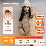 斯凯奇（Skechers）长款羽绒服男2024冬季新品男女款连帽防寒保暖鸭绒运动外套情侣装 爱尔兰奶油色/028R XS