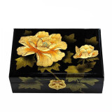 九彩（jiucai）平遥推光漆器首饰盒高档工艺品山西特产七夕情人节礼物送女友 普通款 黑底金牡丹