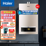 海尔（Haier）燃气热水器家用洗澡变频恒温智能防冻节能速热低水压启动强排式天然气专用上门安装 16L 变频恒温水气双调