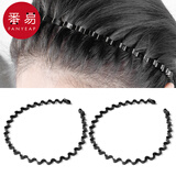 番易发箍/男A1v111-短发洗脸碎发卡不勒头男黑色波浪背头隐形头箍女捆 6mm波浪发箍2个