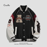 潮氪飞行员刺绣夹克男外套春秋款休闲美式情侣棒球服男士春季潮流上衣 黑色23666 L