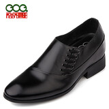 高哥增高鞋男士隐形内增高8cm商务正装皮鞋韩版牛皮结婚新款套脚鞋子 GZ8829045黑色6.5CM 39 【码偏小 脚宽建议选大一码】