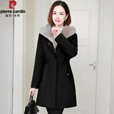 皮尔卡丹（pierre cardin）2025新款加绒派克服女中长款外套仿皮草羊剪绒胆大衣连帽 黑色 升级带帽绳 XL 125-140斤左右