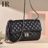 HR赫莲娜女包时尚斜挎包小香风经典百搭菱格链条包单肩包包生日礼物 黑色【大号】