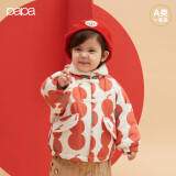 papa爬爬棉服冬季新款宝宝夹棉拜年服男女童保暖厚款洋气棉衣外套 红色 90 cm