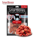 SMARTBONES宠物零食狗零食磨牙棒狗咬胶 洁齿骨洁齿棒牛肉味 迷你-24支装