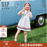 Gap女幼童2024夏季新款泡泡短袖连衣裙可爱娃娃领高腰洋装466248 白色 100cm (2-3岁) 亚洲尺码