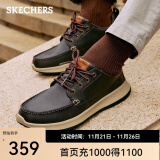 斯凯奇（Skechers）皮鞋男商务休闲鞋百搭简约秋软底男鞋棕色65869 CHOC/巧克力色 41