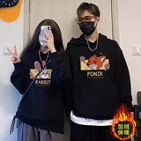 MDlila红色情侣装春秋季卫衣男女同款连帽衣服休闲宽松长袖外套班服定制 兔朱迪 黑色《款》 加绒 M 建议(100-120斤穿)