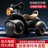 好莱娃儿童电动摩托车男女小孩充电玩具车电瓶车宝宝三轮可坐人童车礼物 烤漆黑+双驱+大电瓶
