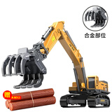钢力威合金挖掘机大号儿童玩具工程车模型抓木破碎锤男孩挖机铲车推土机 钢力威 合金抓木机815+木材X3